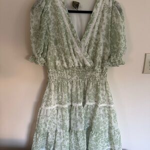 Taylor Light Green Floral Midi Dress